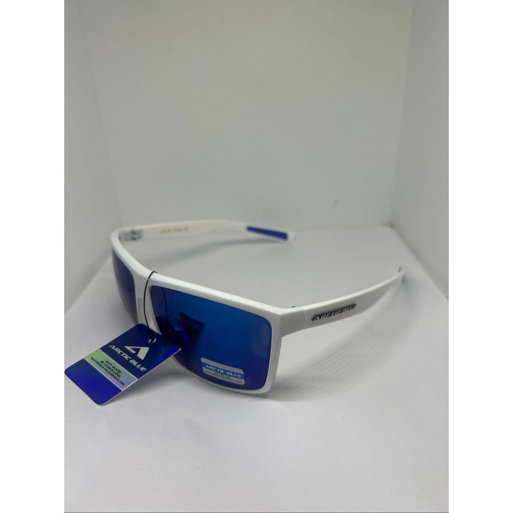 Arctic Blue Shield Wrap Sunglasses – Mirrored Blue Lens UV Protection